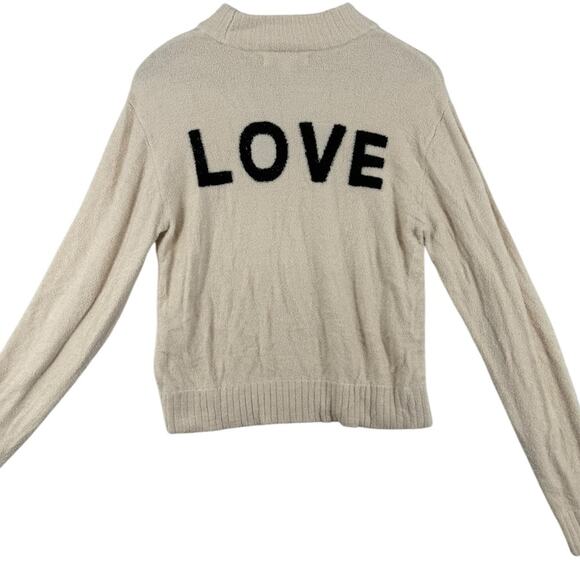 Spiritual Gangster Cream Chenille Sweater Top “LOVE” Back – Women’s Medium - Picture 2 of 10
